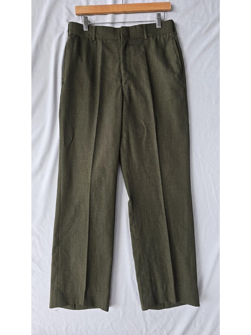 DSCP Dress Pants Men 32x29 Green Marine Corps Poly Wool Flat Front Straight Leg